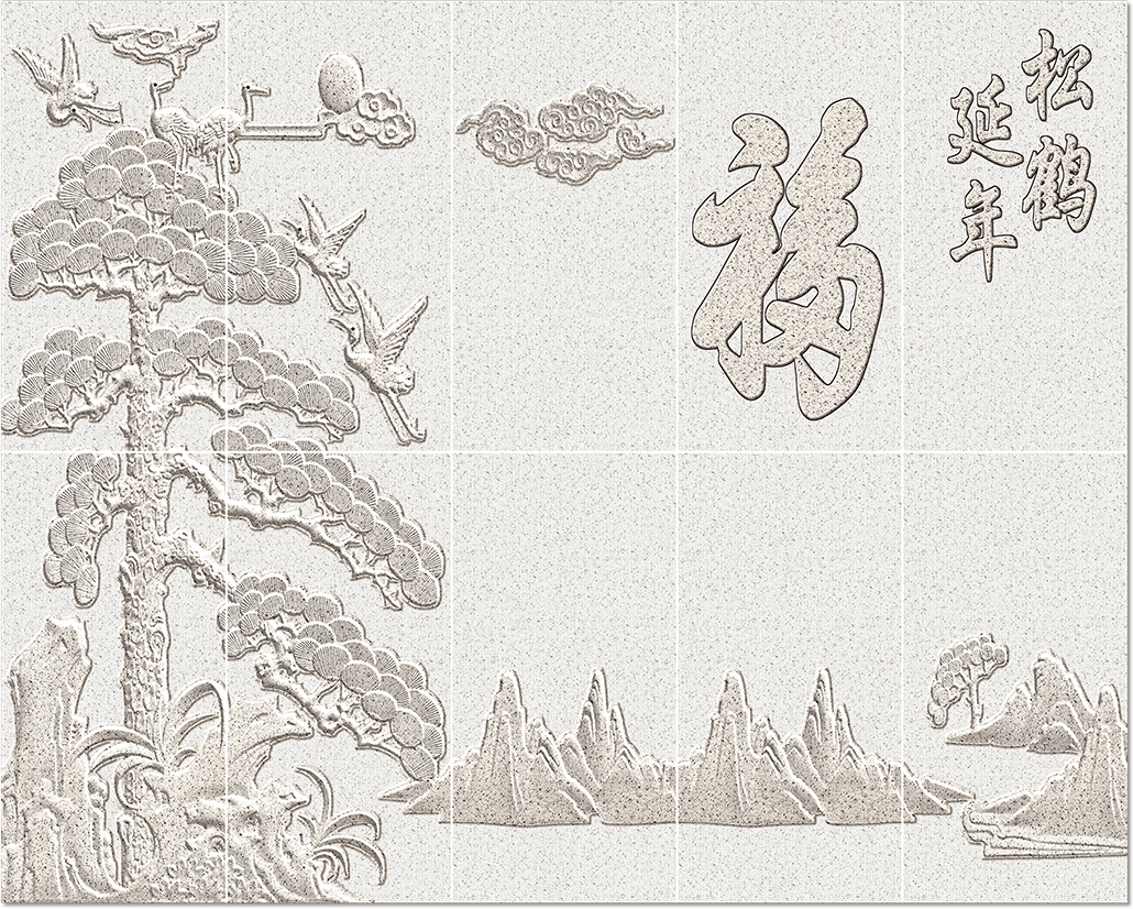 松鹤延年壁画（YK001）400x800mm