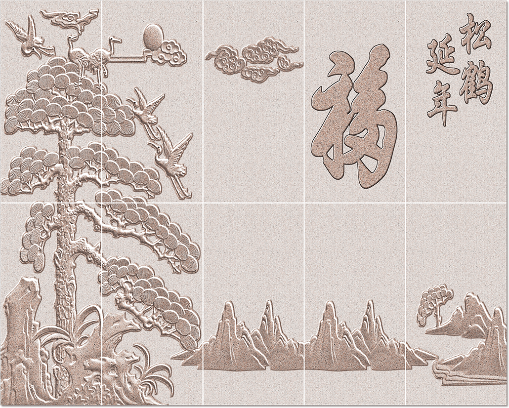 松鹤延年壁画（YK007）／400x800mm